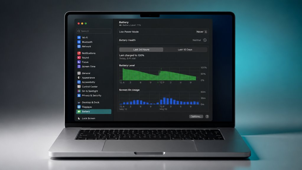 sprawdź stan baterii MacBooka w ustawieniach