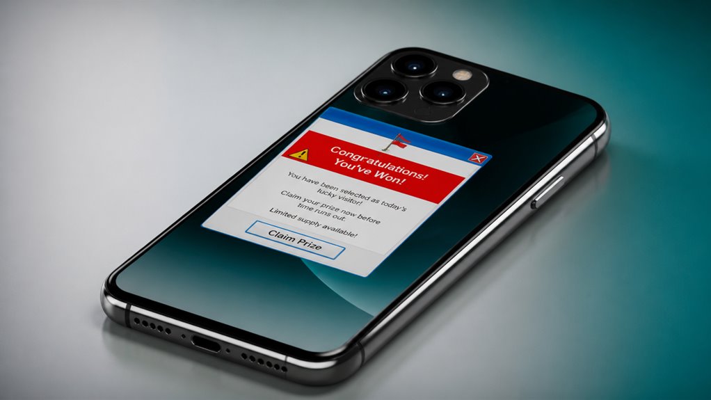 fałszywe powiadomienie o wygranej w iPhone jako scam