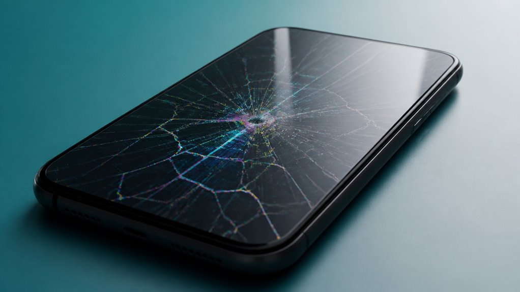 szkło roztrzaskało wyświetlacz LCD pod nieskazitelnym szkłem