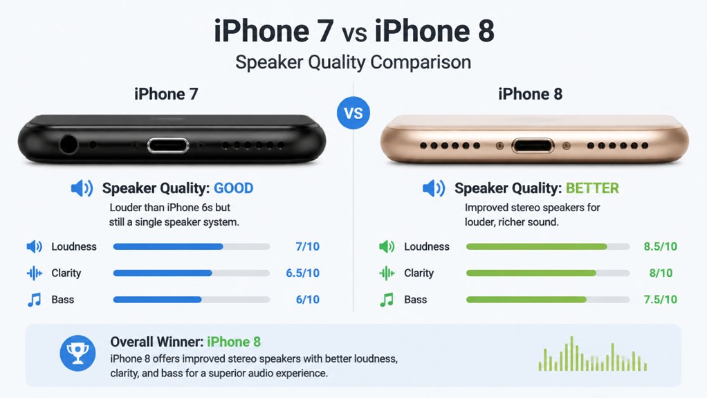 porównanie głośników stereo iPhone 7 vs 8